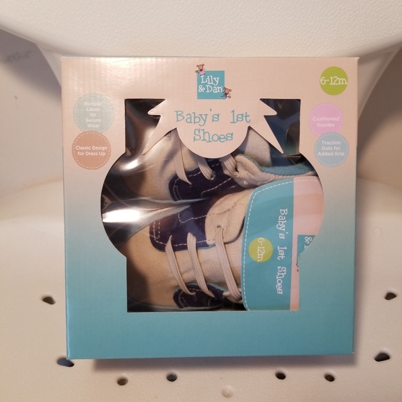 Baby Boy Shoes - Lily & Dan Baby's 1st Blue Shoes size 6-12 m - Picture 5 of 7